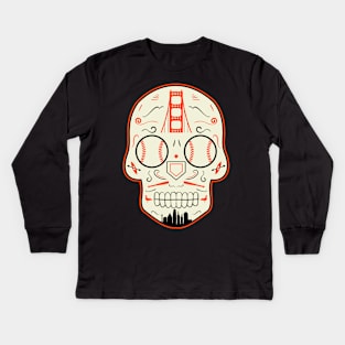 San Francisco Baseball Sugar Skull Kids Long Sleeve T-Shirt